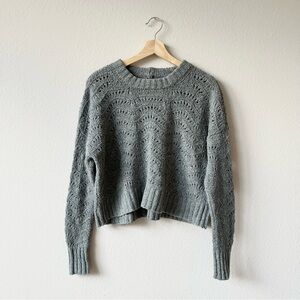AEO Pointelle Cotton Blend Crew Neck Sweater